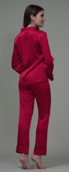 weinrot Seiden Pyjama Damen - weinrot