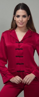 weinrot Seiden Pyjama Damen - weinrot