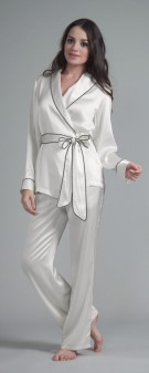 weiß elfenbein Seiden Pyjama Damen - weiß elfenbein