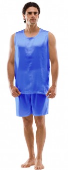 azurblau Seiden Pyjama Herren - azurblau
