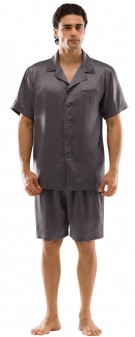 Seiden Pyjama Herren - braun grau