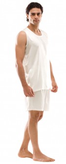 elfenbein Seiden Pyjama Herren - elfenbein