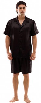 Seiden Pyjama Herren - schwarz