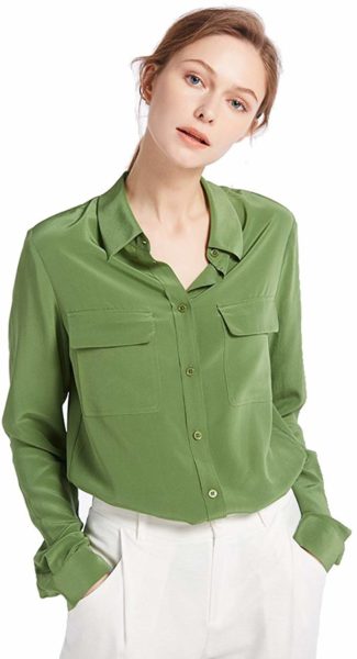 Seidenhemd Damen grün