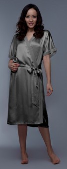 Seidenkimono Damen - braun grau