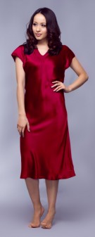 Seidennachthemd Damen - weinrot