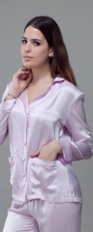 hellviolett Seidenpyjama Damen - hellviolett