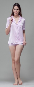 hellviolett Seidenpyjama Damen - hellviolett