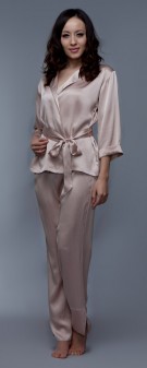 Seidenpyjama Damen - khaki