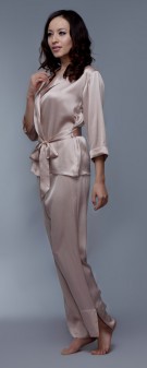 Seidenpyjama Damen - khaki
