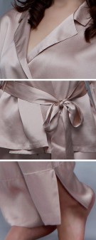 Seidenpyjama Damen - khaki