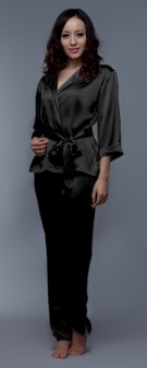 Seidenpyjama Damen - schwarz