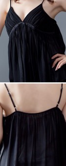 schwarz Seidenpyjama Damen - schwarz