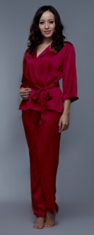 Seidenpyjama Damen - weinrot