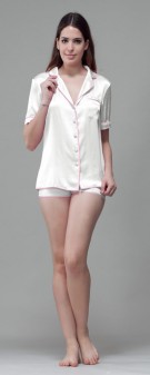 weiß elfenbein Seidenpyjama Damen - weiß elfenbein