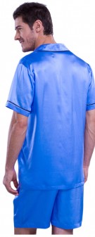 azurblau Seidenpyjama Herren - azurblau