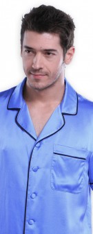 azurblau Seidenpyjama Herren - azurblau