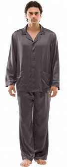 braun grau Seidenpyjama Herren - braun grau