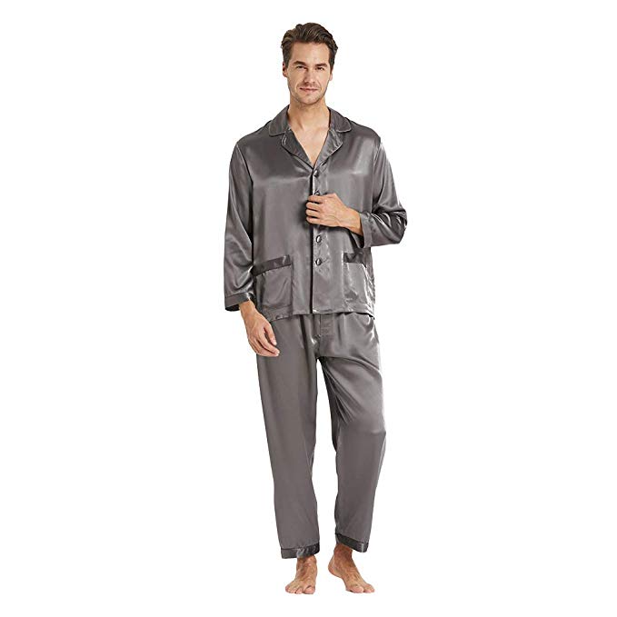 Seidenpyjama Herren grau