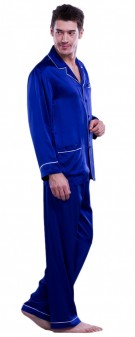 marineblau Seidenpyjama Herren - marineblau