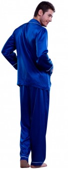 marineblau Seidenpyjama Herren - marineblau