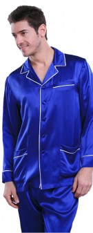 marineblau Seidenpyjama Herren - marineblau