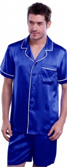 marineblau Seidenpyjama Herren - marineblau