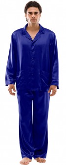 marineblau Seidenpyjama Herren - marineblau