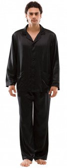 schwarz Seidenpyjama Herren - schwarz