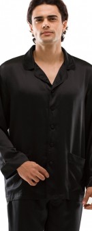 schwarz Seidenpyjama Herren - schwarz