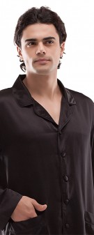 schwarz Seidenpyjama Herren - schwarz