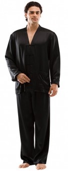 Seidenpyjama Herren - schwarz