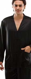 Seidenpyjama Herren - schwarz