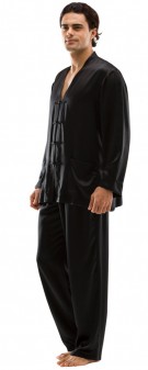Seidenpyjama Herren - schwarz