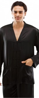 Seidenpyjama Herren - schwarz