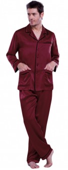 weinrot Seidenpyjama Herren - weinrot