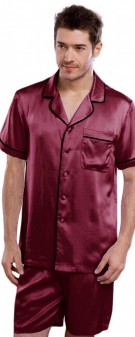 weinrot Seidenpyjama Herren - weinrot