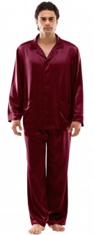 weinrot Seidenpyjama Herren - weinrot