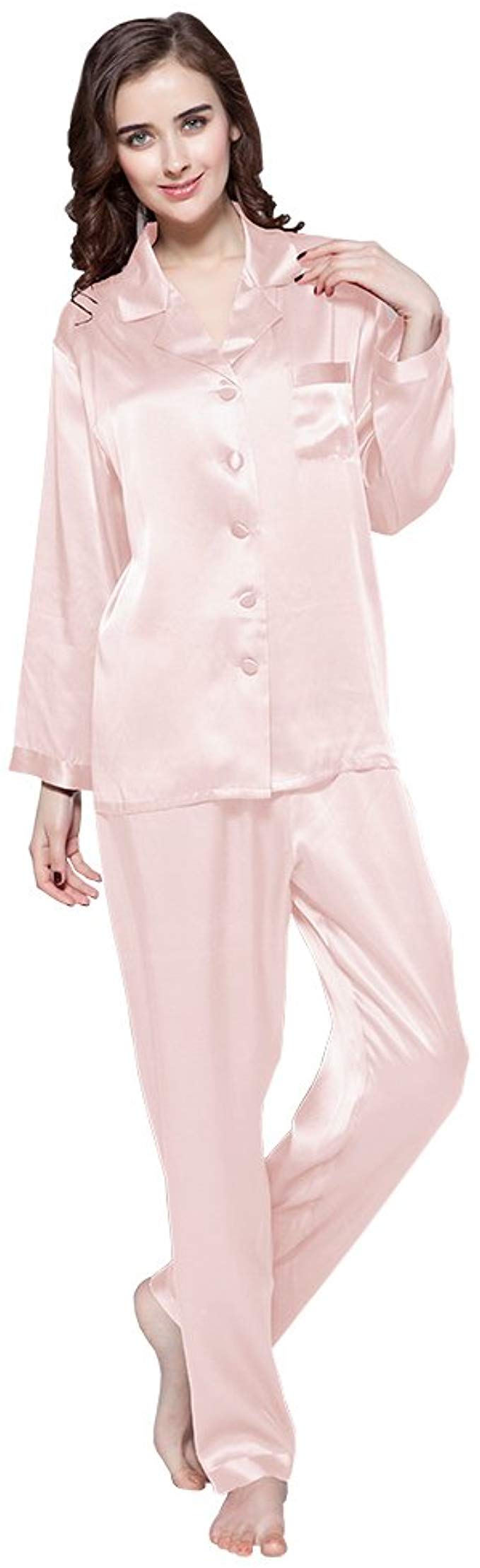 Seidenschlafanzug Damen hellrose