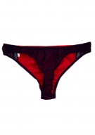 rot schwarz Tanga Slip Seide Damen - rot schwarz